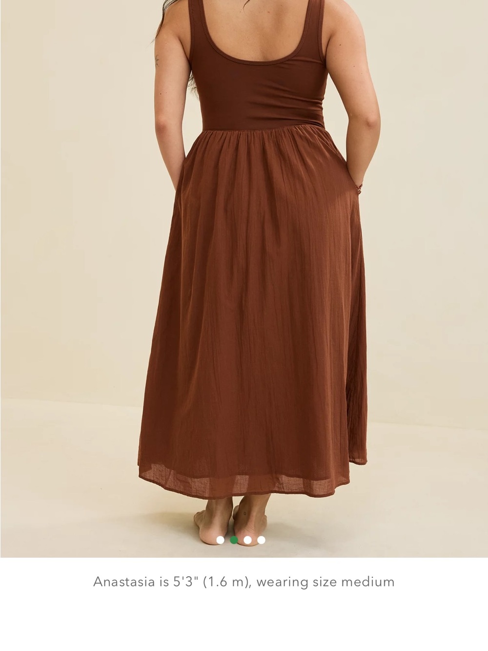 Aerie At The Barre Midi BOW Dress with Pockets Size LARGE Brown Universe NEW WT - Picture 4 of 11